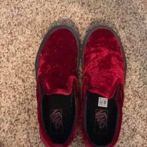 Red velvet slip on vans
